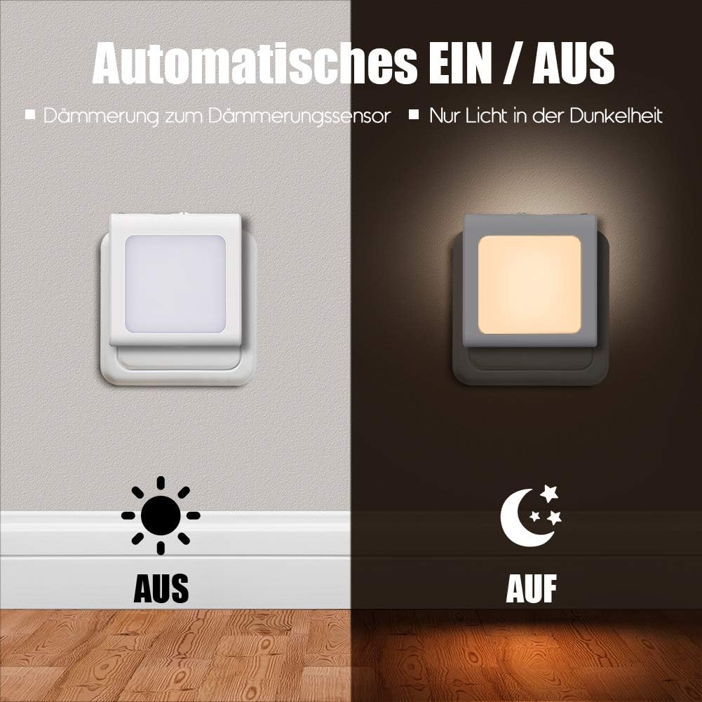 Detalle 2 de emotionlite Nachtlicht Steckdose mit Dämmerungssensor, 2 Stück, 2 Helligkeitsstufen