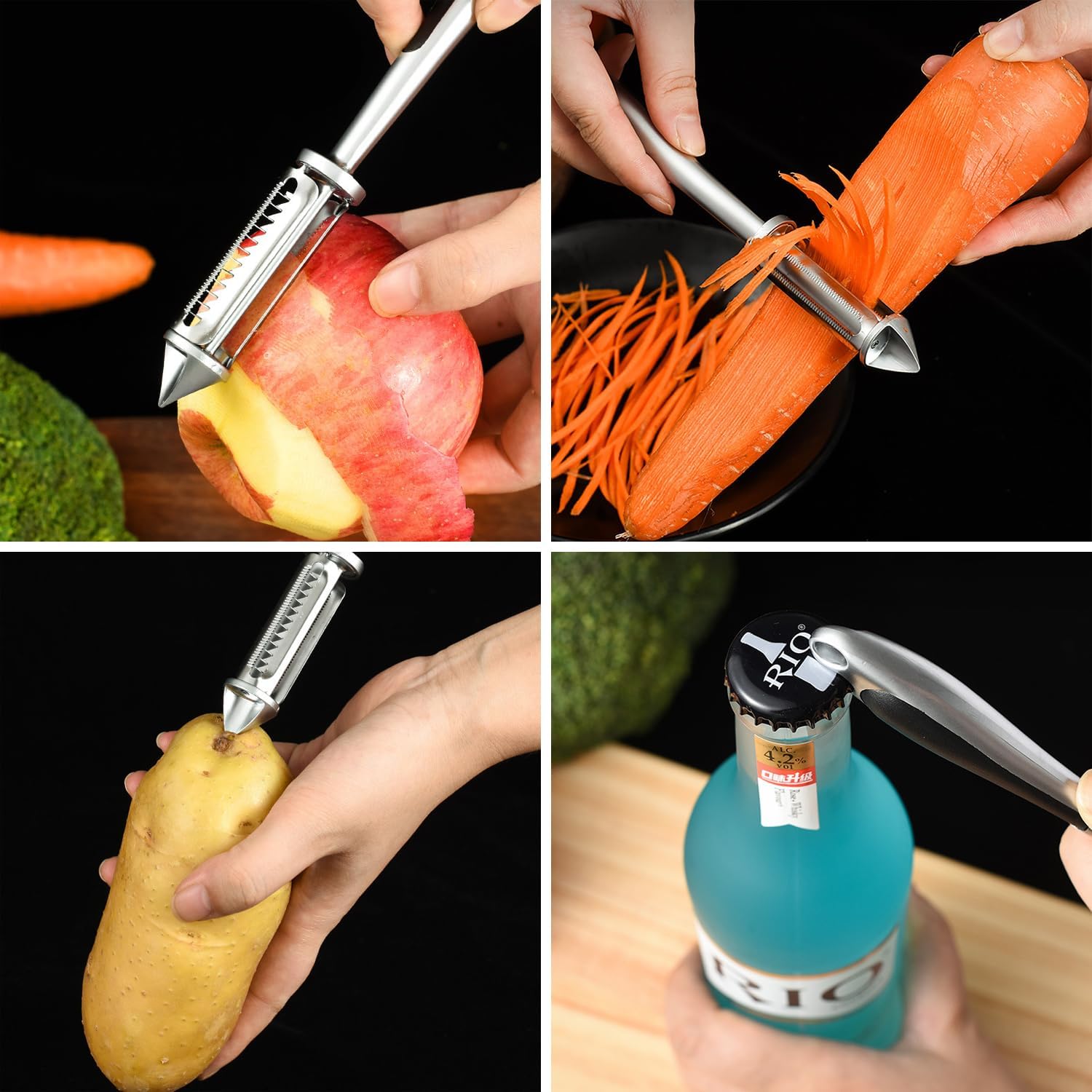 Thumbnail 1 de Kzouenzu Premium Sparschäler aus Edelstahl – rutschfester Griff, mit Sparnoppen zum Entfernen von Kartoffelkeimen