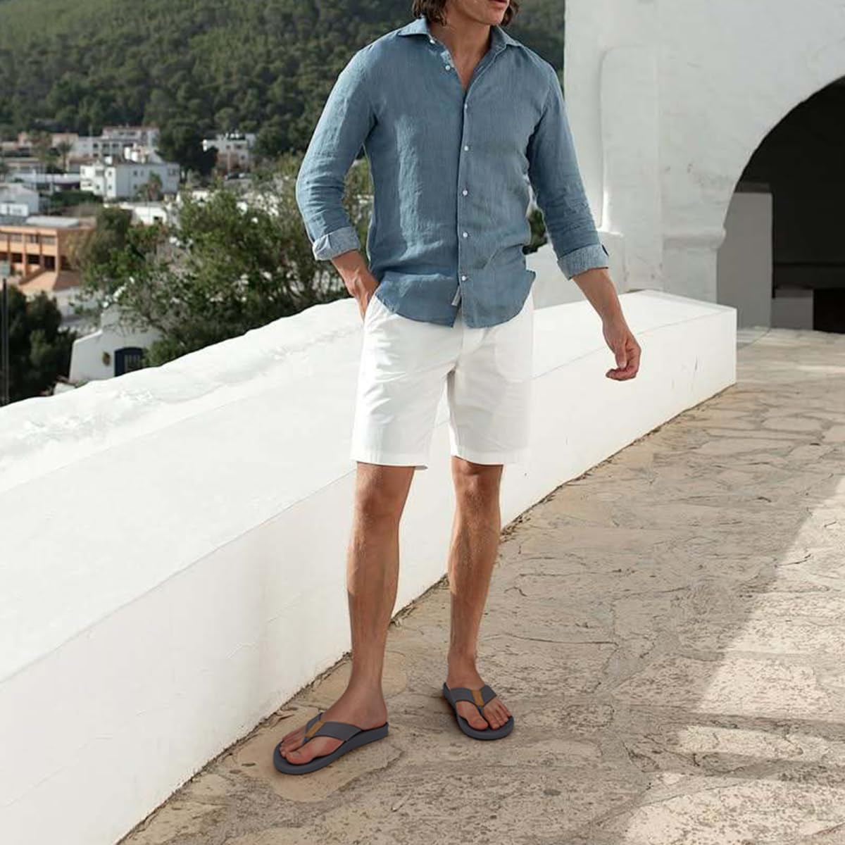 Thumbnail 1 de KuaiLu Men’s Arch Support Flip Flops with Cushioned Footbed