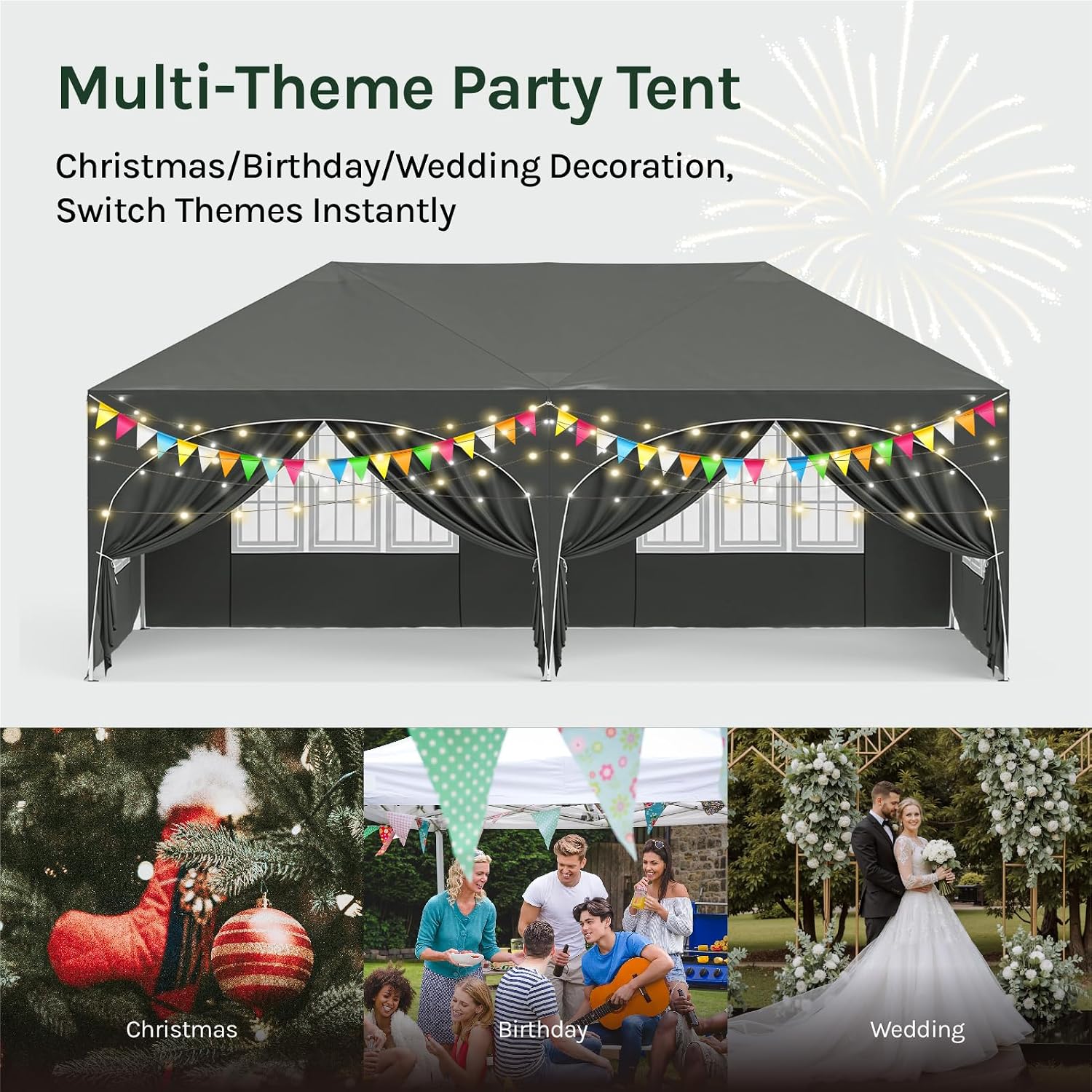 Detalle 1 de WOLTU PVL0005gr-UK vouwpaviljoen 3 x 6 m met 6 zijwanden en UV 50+