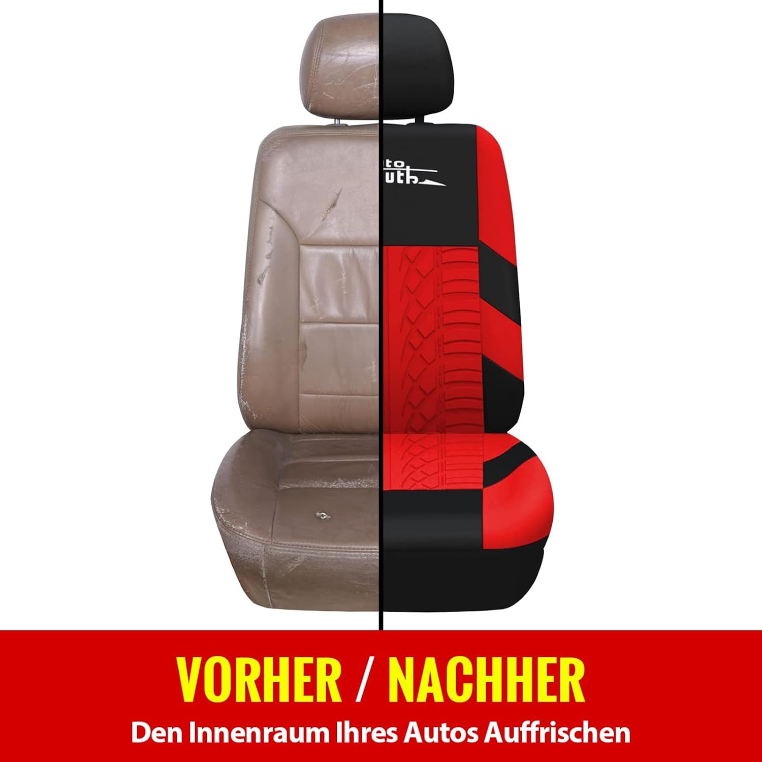 Thumbnail 4 de AUTOYOUTH Autositzbezüge für Vorderseite – Roter Schutz aus Polyester, 3 mm Schaumunterlage, atmungsaktiv und waschbar