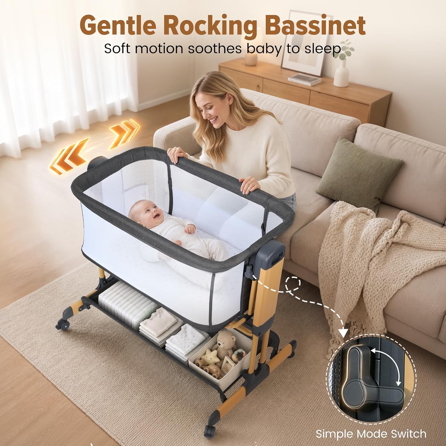 Detalle 2 de Ezebaby Baby Bassinet, 3-in-1