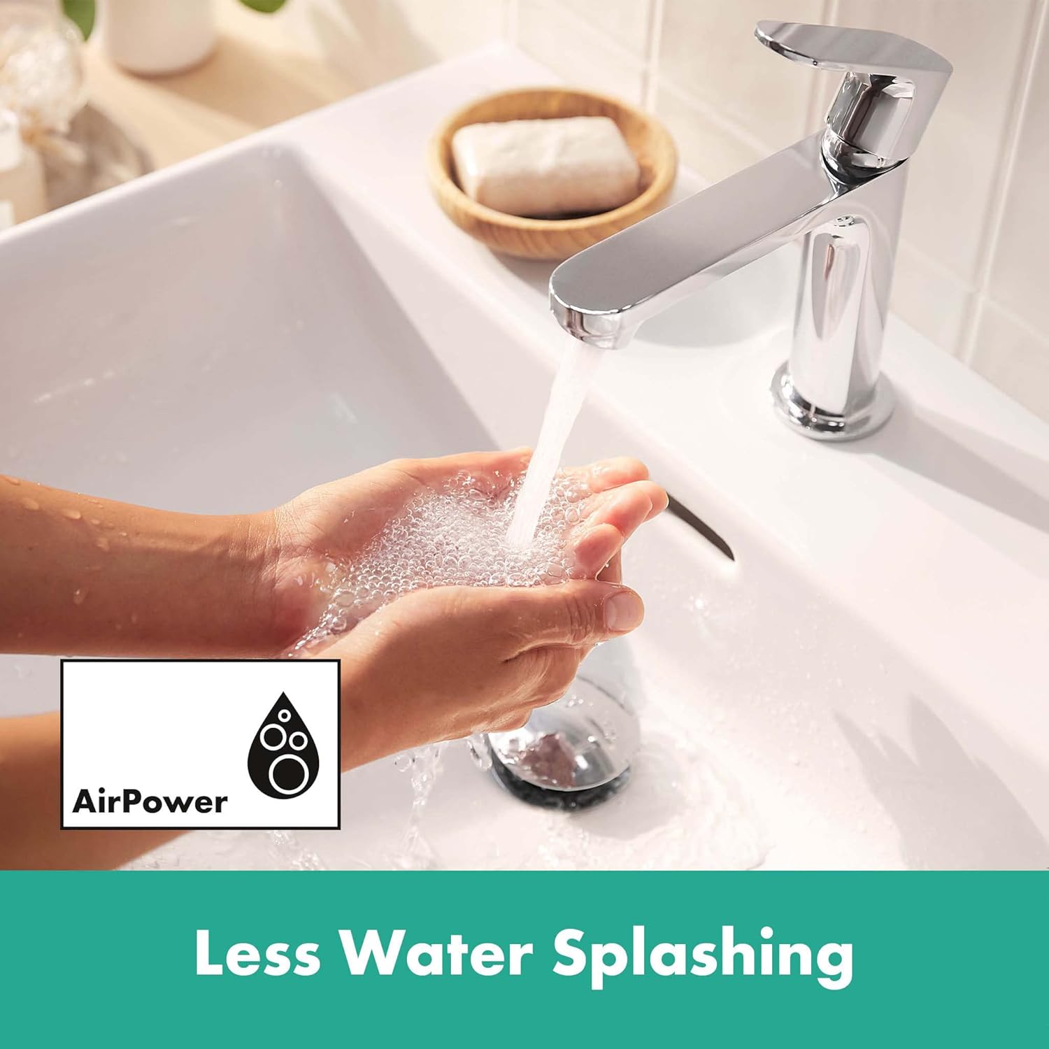 Thumbnail 1 de Hansgrohe Rebris S – Mitigeur de lavabo sans tirette ni vidage, économie d'énergie et d'eau, hauteur sous bec 109 mm