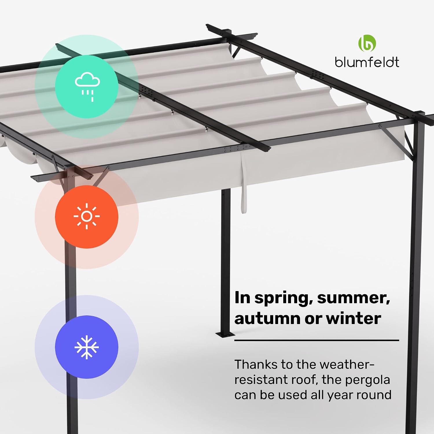 Thumbnail 4 de blumfeldt Pantheon 3x3m Garden Pergola with Powder-Coated Steel Frame