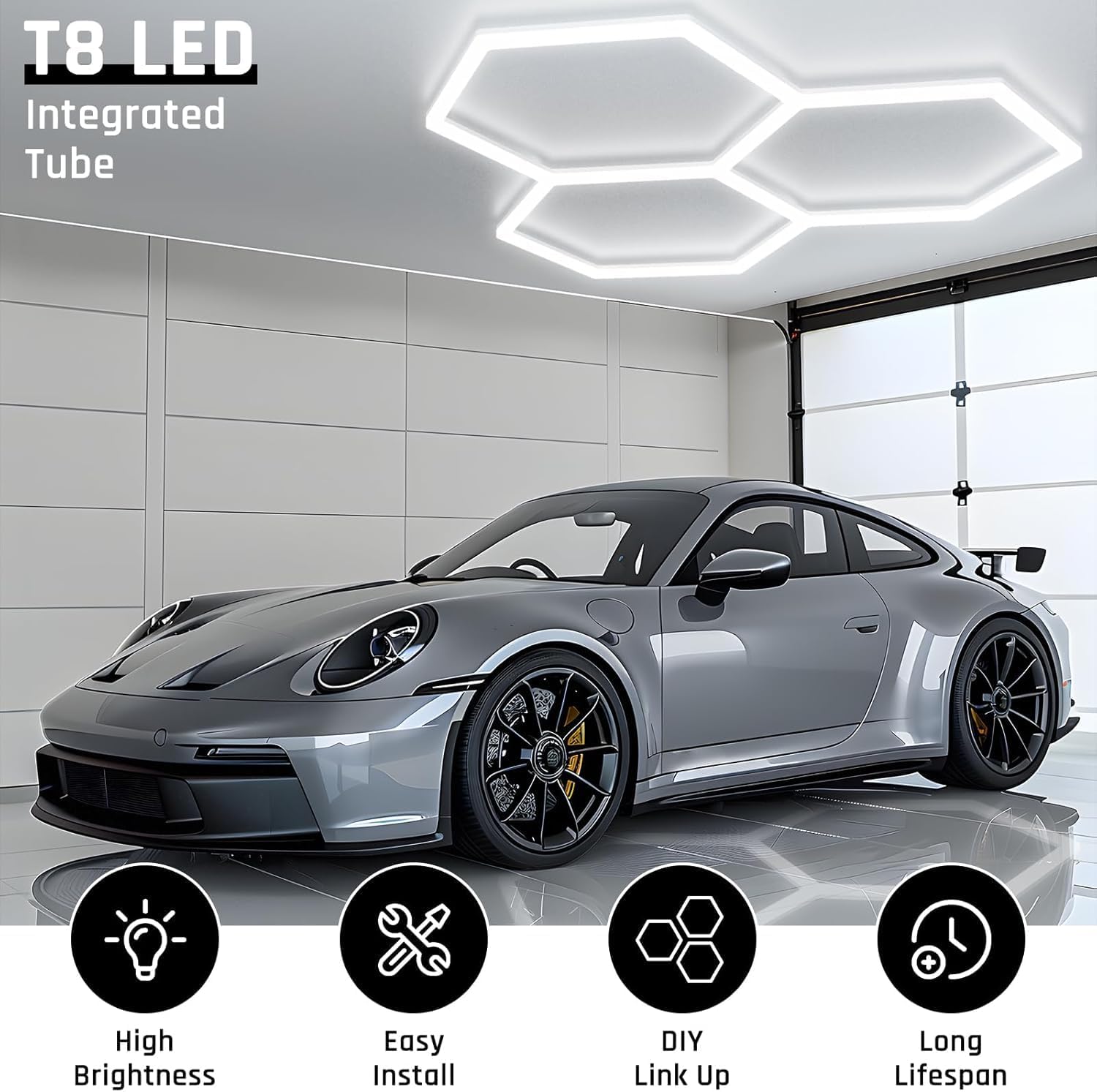 Detalle de Hexagon LED Garagenleuchte 120W 6500K
