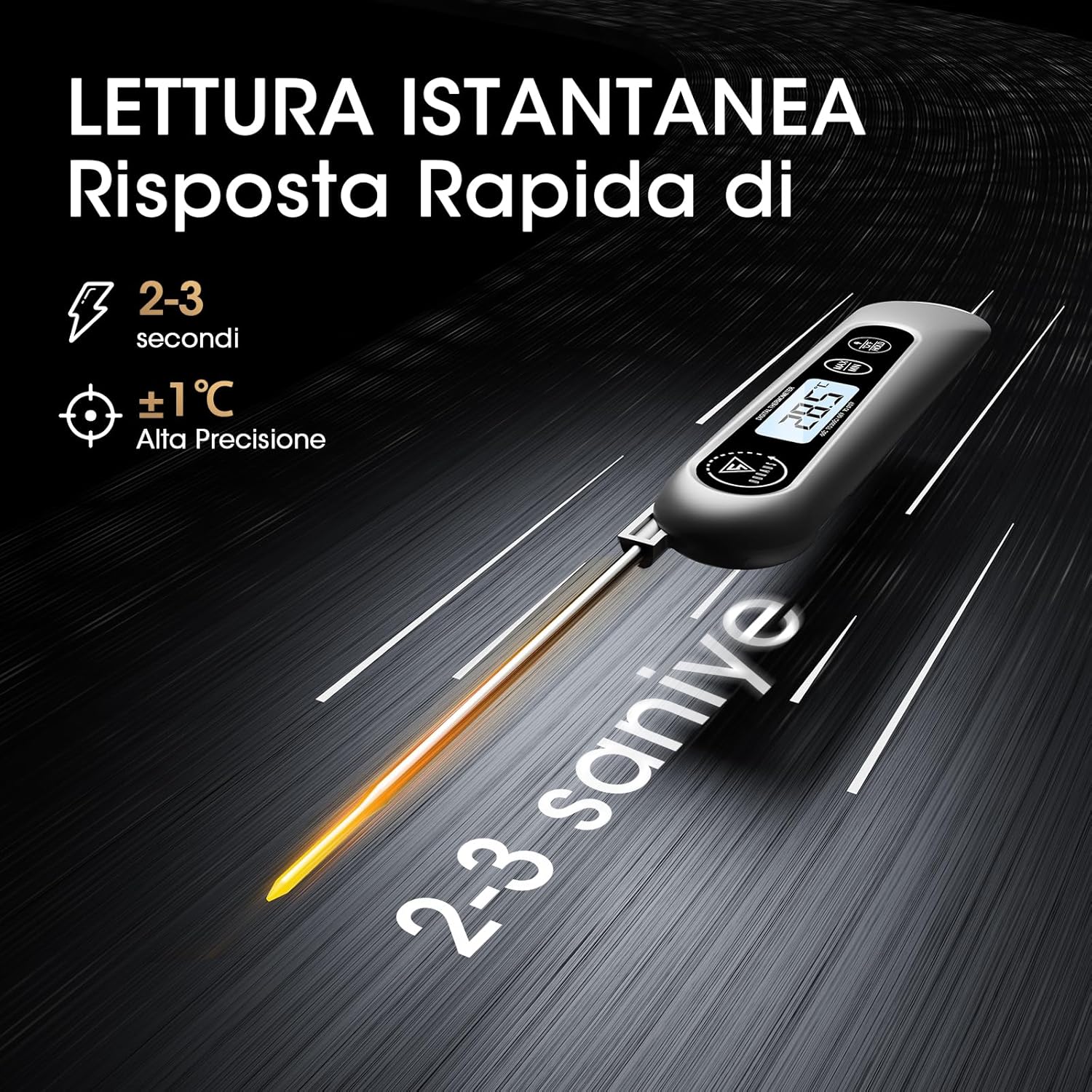 Thumbnail 1 de DOQAUS Termometro da Cucina Digitale con Sonda Pieghevole da 12 cm – Lettura Istantanea