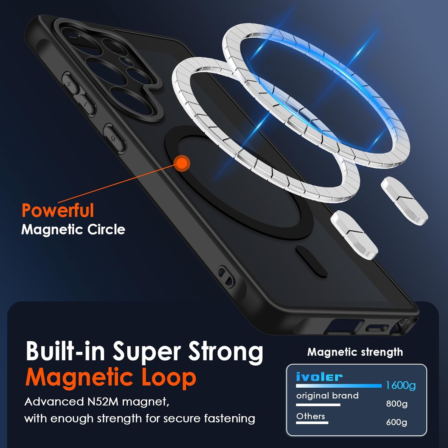 Thumbnail 4 de ivoler Magnetic Case for Samsung Galaxy S25 Ultra 5G (6.9") – MagSafe compatible slim shockproof cover, black