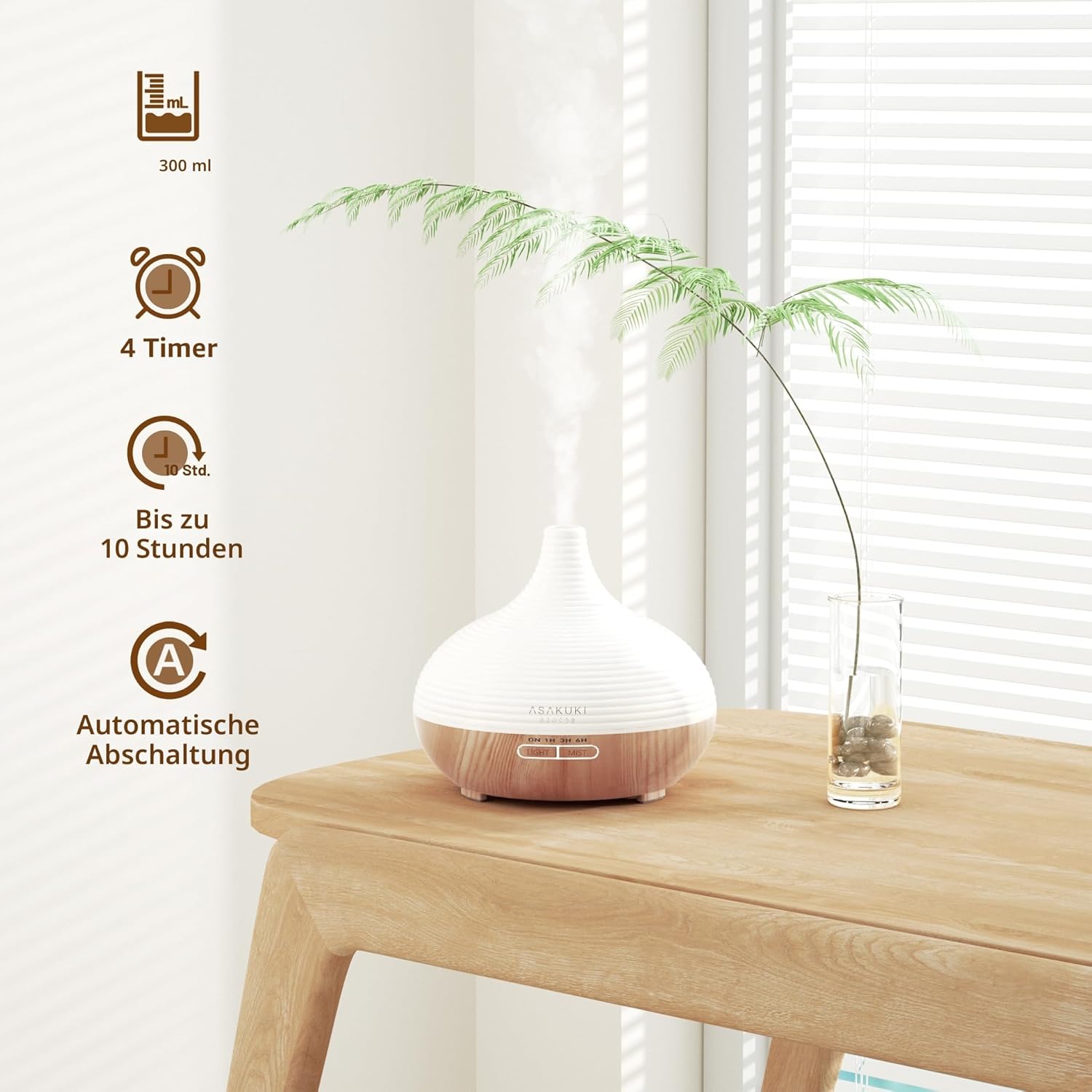 Thumbnail 5 de ASAKUKI 300ml Aroma Diffuser – Ultraschall-Diffusor