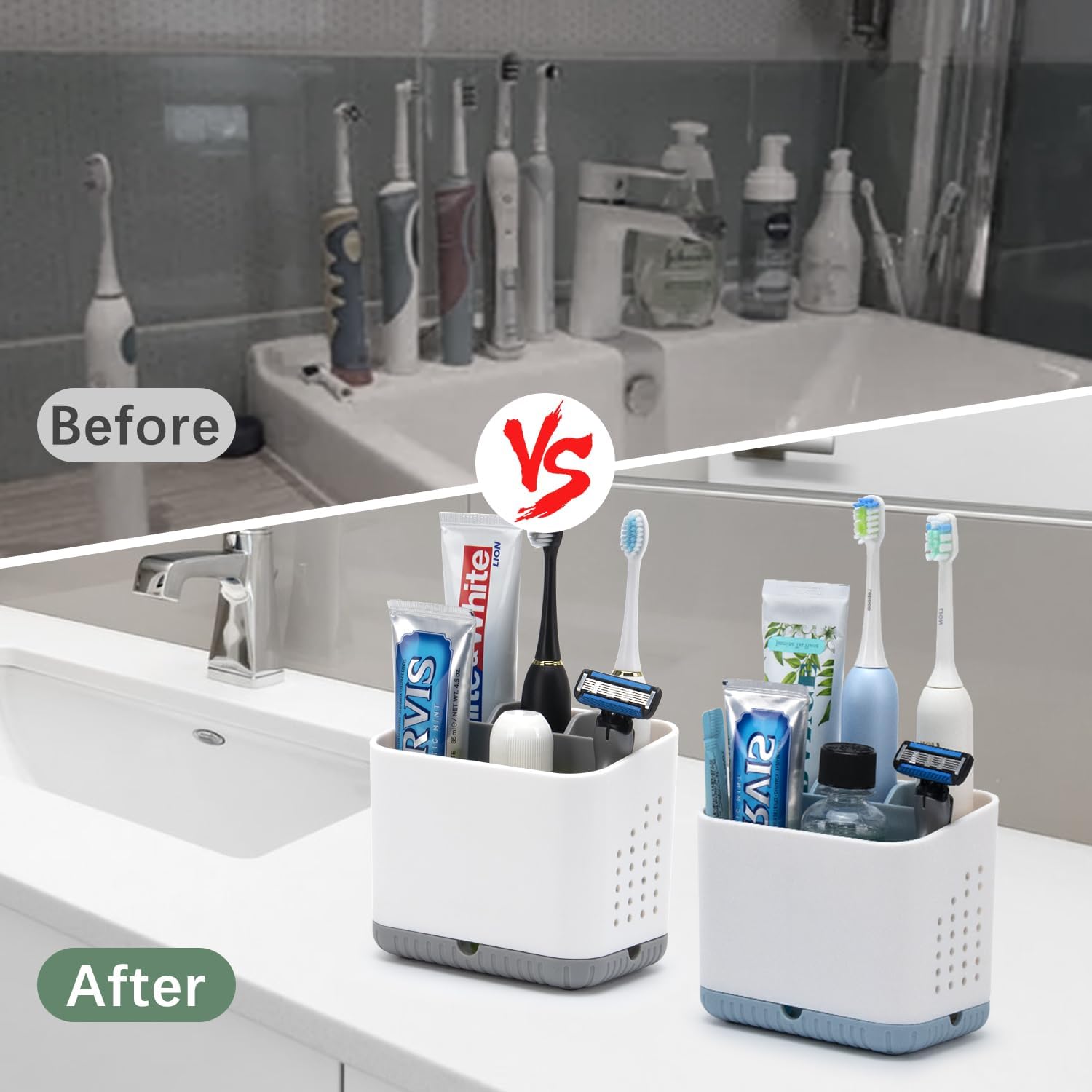 Thumbnail 5 de Toprance Multifunctional Toothbrush Holder (White) anti-slip caddy for electric toothbrushes and bathroom storage