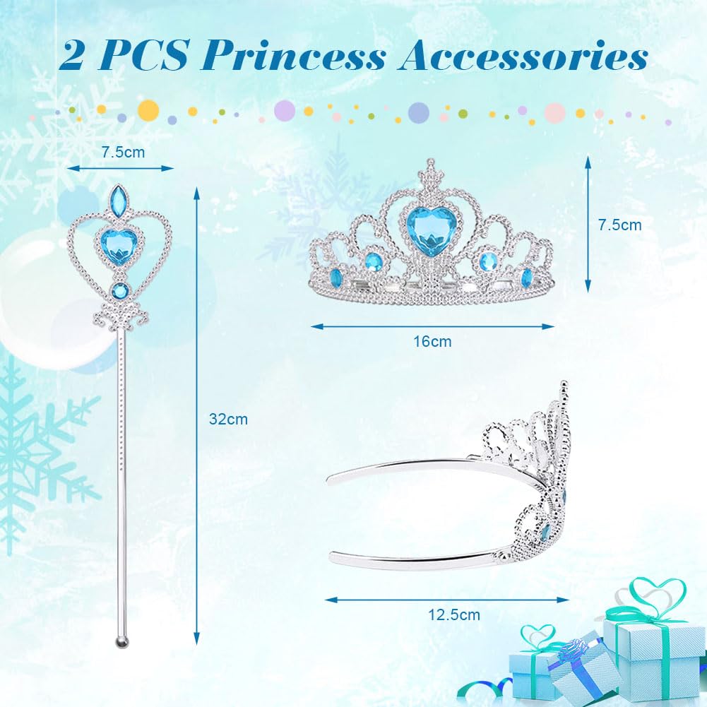 Detalle 2 de ACWOO LED Leuchtend Prinzessin Kleid für Mädchen mit Krone und Zauberstab – Kostüm-Set