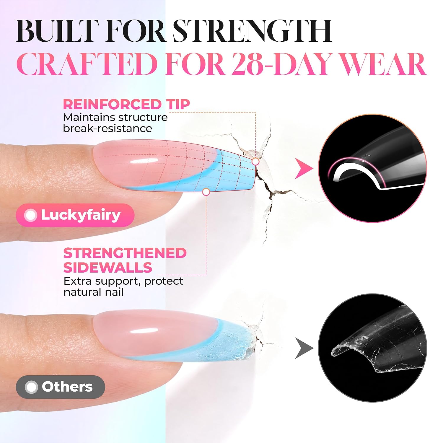 Thumbnail 2 de Luckyfairy Coffin Nail Tips, 15 Sizes