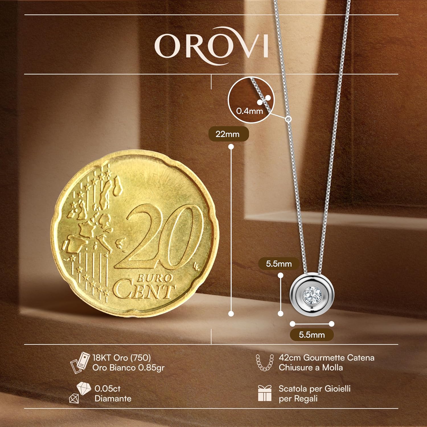 Detalle 2 de OROVI collana donna Oro 18Kt con diamante 0,05 ct