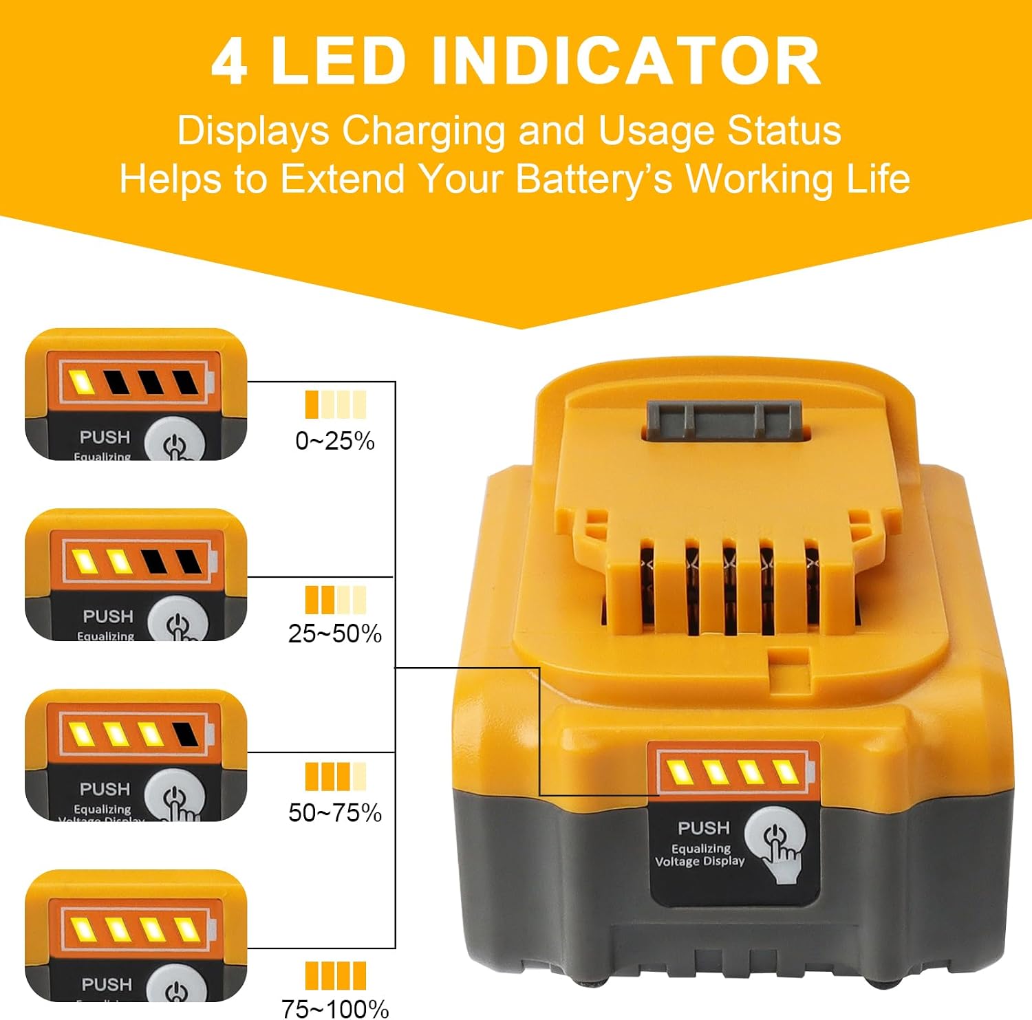 Detalle de waitley WTL200 20V 6.0Ah Replacement Battery for DeWalt Tools
