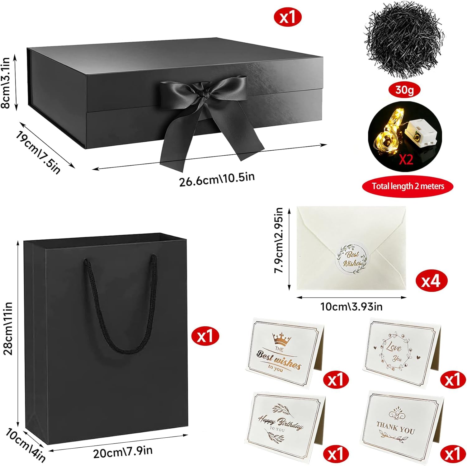 Thumbnail 2 de YeahBoom Deluxe-Geschenkbox mit Schleife – magnetisch, Kiste + Tasche + Licht, inkl. Karten & Band