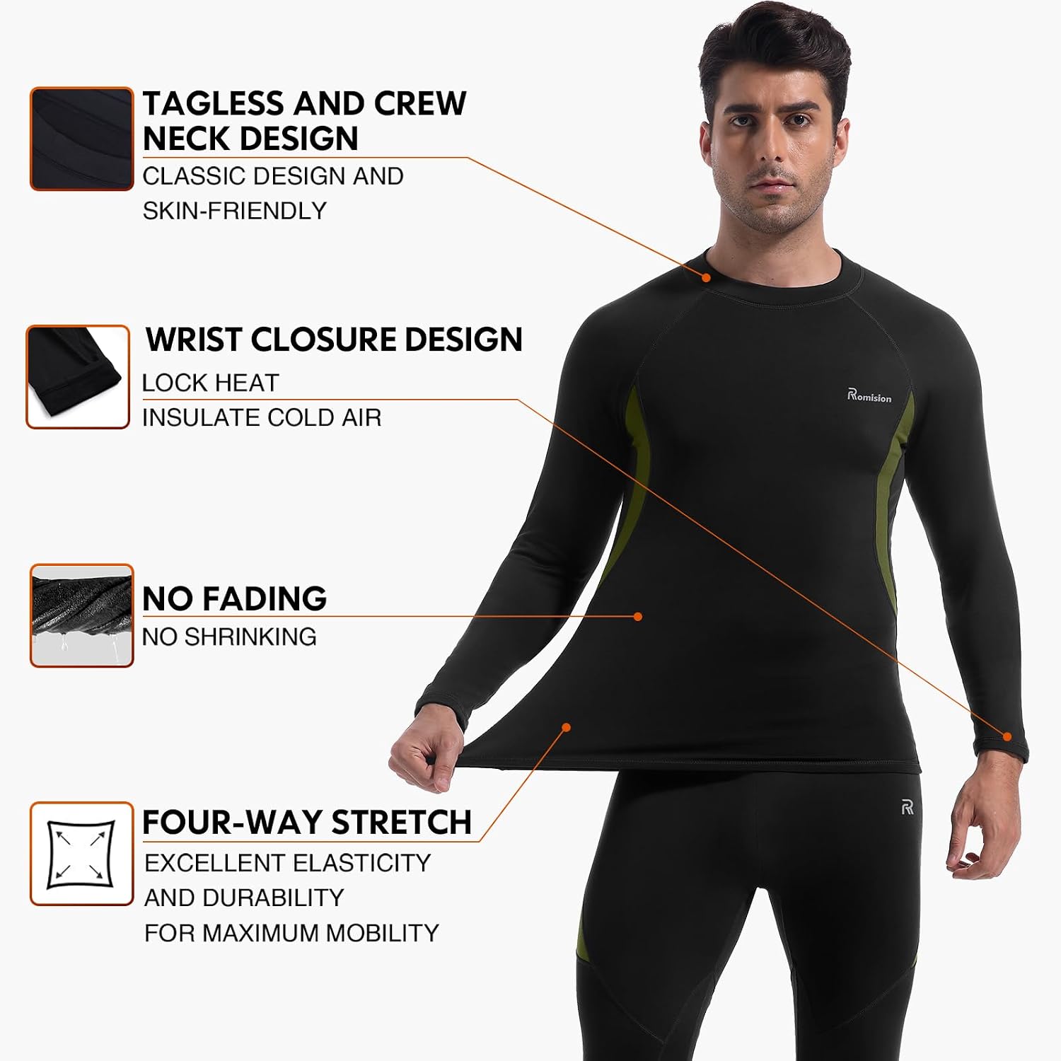 Detalle de romision Thermal Underwear Long Johns base layer set for cold weather