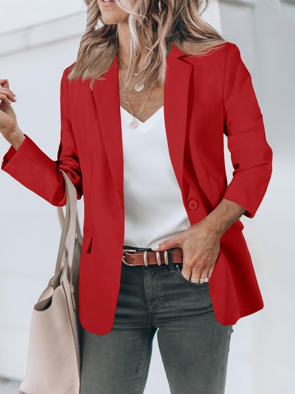 Detalle 2 de Cicy Bell Casual Open Front Blazer 1 Button 🎀