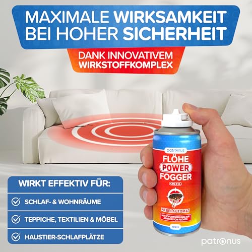 Detalle de Patronus Flöhe Power Fogger – maximale Sofortwirkung 2x150 ml