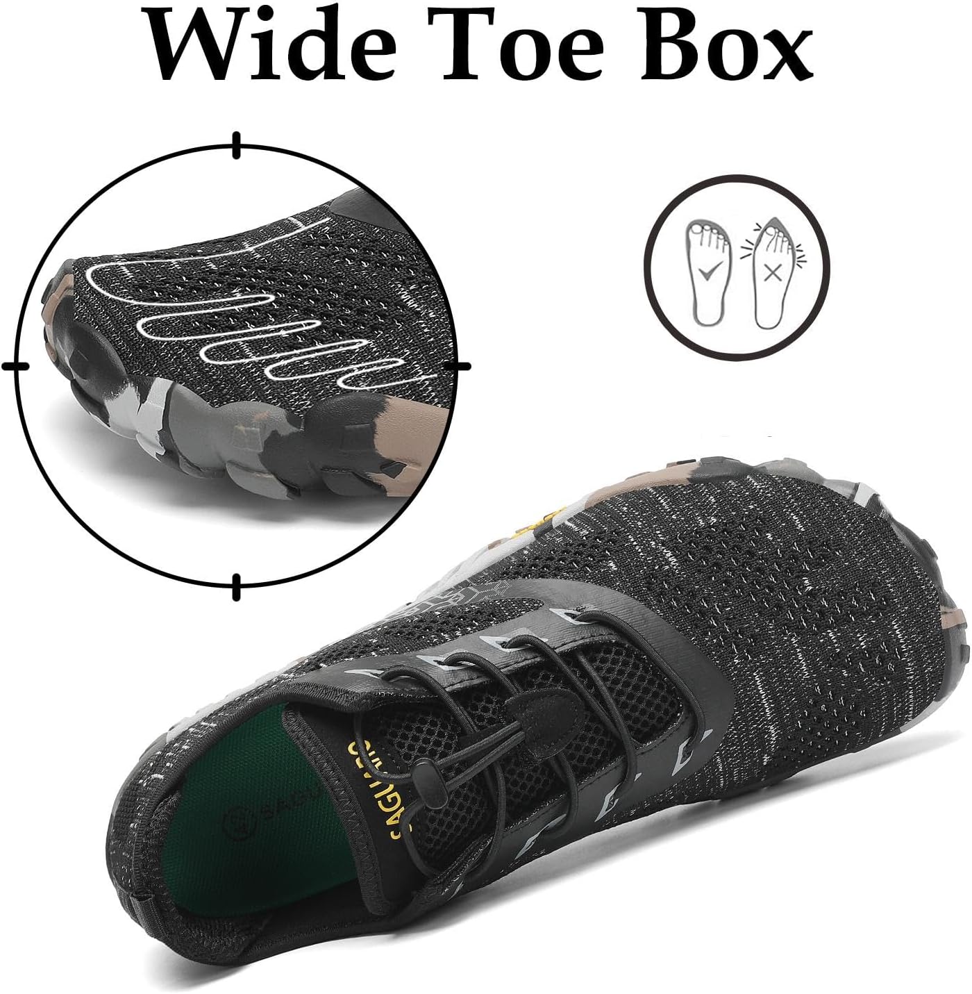Detalle de SAGUARO Barfußschuhe Unisex – Breite Zehenbox, Zero-Drop, rutschfest und atmungsaktiv