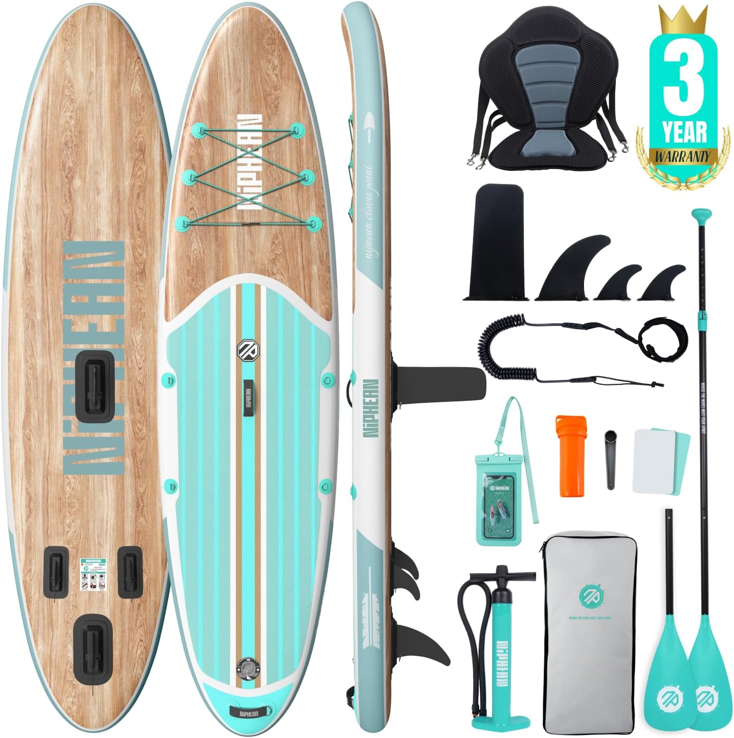 Detalle de Niphean Paddle Gonflable Adulte avec Tous les Accessoires – 320 cm, 200 kg, siège inclus