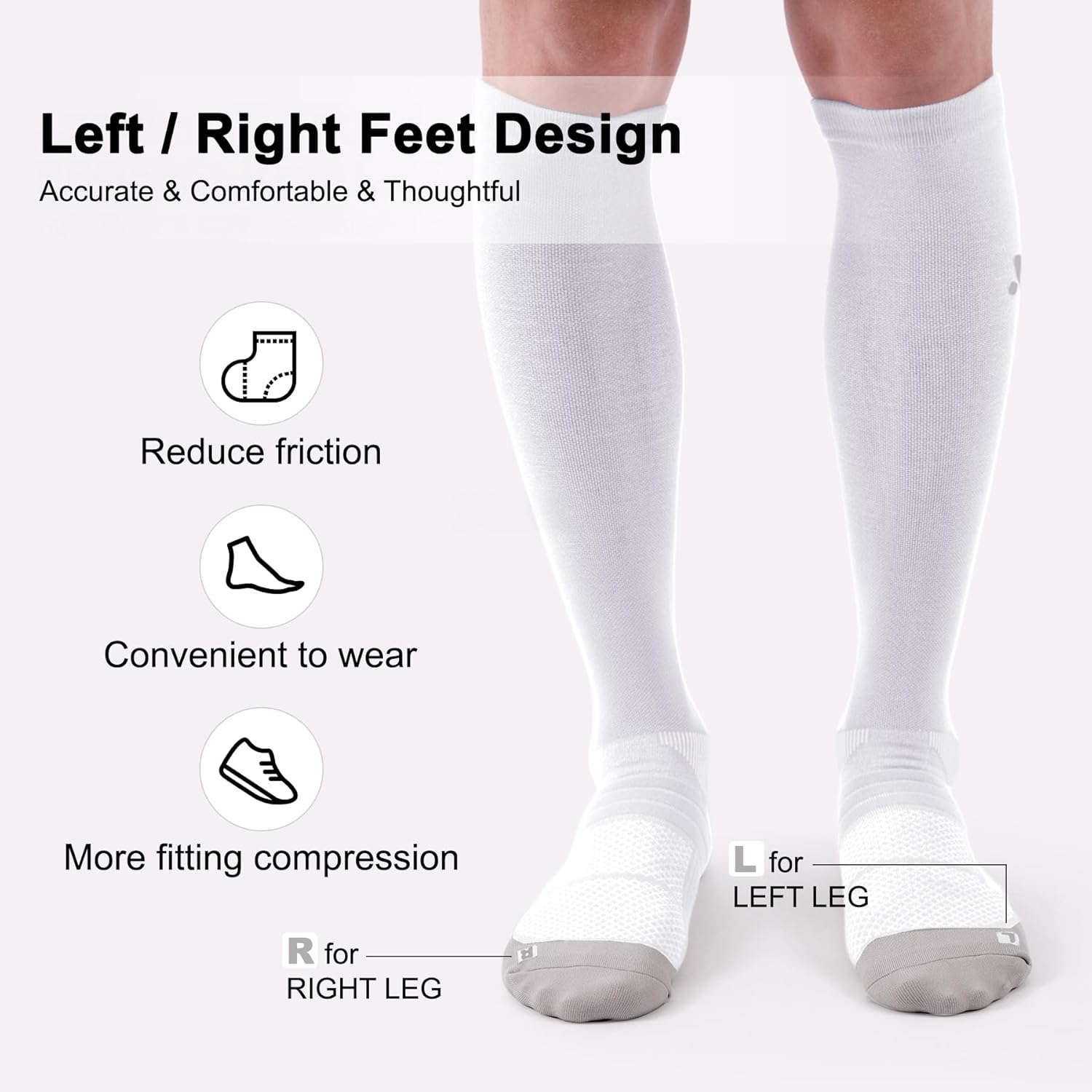 Thumbnail 3 de Unisex 15-20mmHg Knee High Compression Socks