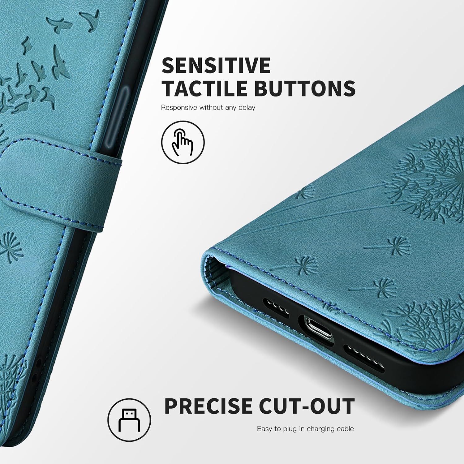 Thumbnail 6 de Rostsant Flip Case für Samsung Galaxy S24 FE 5G – Blau, Brieftasche mit Magnetverschluss