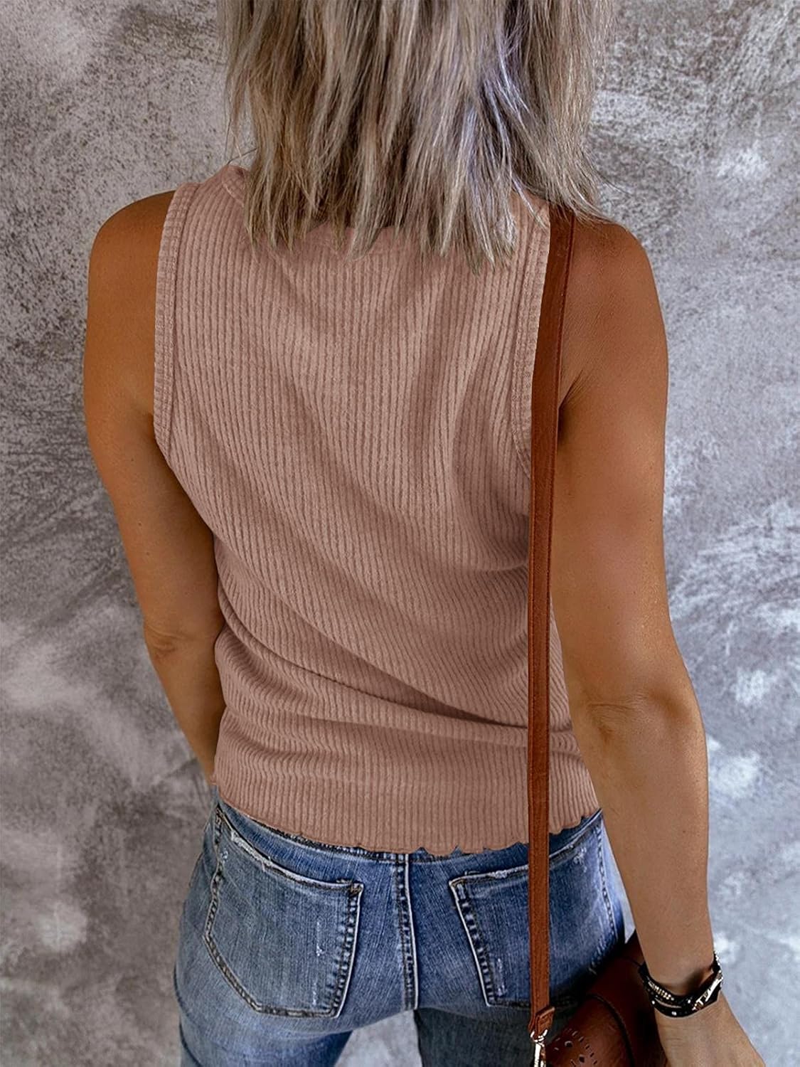 Thumbnail 2 de Saodimallsu Damen Tank Top mit V-Ausschnitt, ärmellos, gerippter Henley-Style