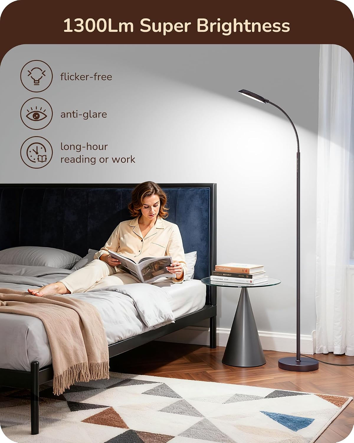 Detalle 2 de EDISHINE FLL-018-XX LED Floor Lamp, 1,300 lm, Dimmable, 4 Colour Temperatures