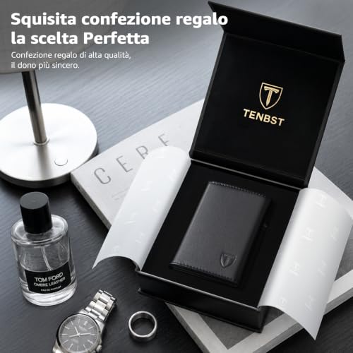 Detalle 2 de TENBST Portafoglio Da Uomo: design ultrasottile con blocco RFID e scomparti intelligenti