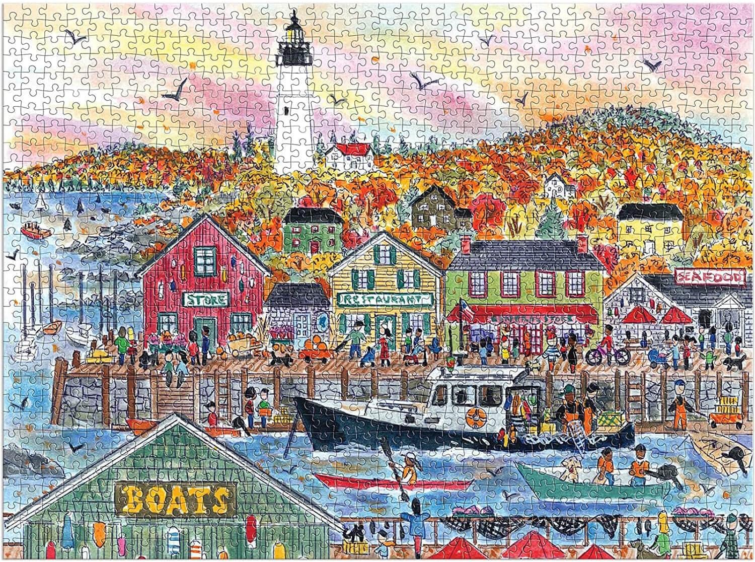 Detalle de Michael Storrings Autumn By the Sea 1000-Piece Puzzle by Galison