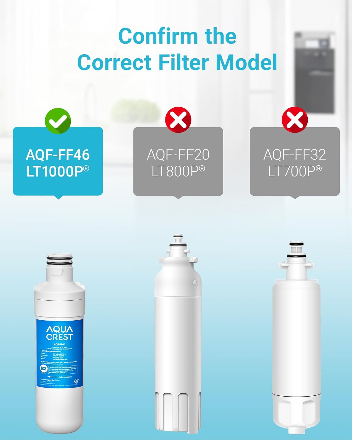 Detalle de AQUA CREST Refrigerator Water Filter LT1000PC