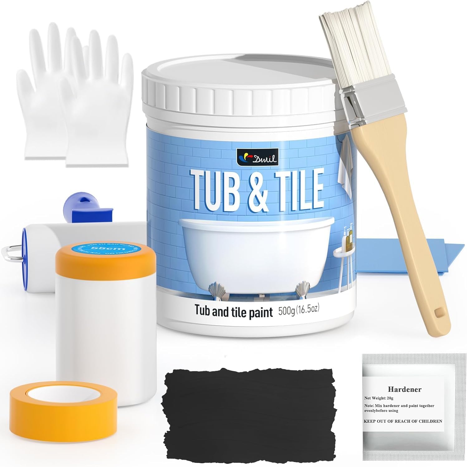 Detalle de DWIL Tile Paint Refinishing Kit, Water-Based Semi-Gloss Black with Tools