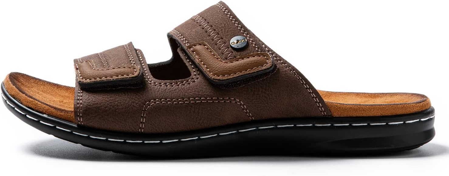 Detalle de JOMIX Sandales Homme en Cuir – Sandales de plage confortables et polyvalentes