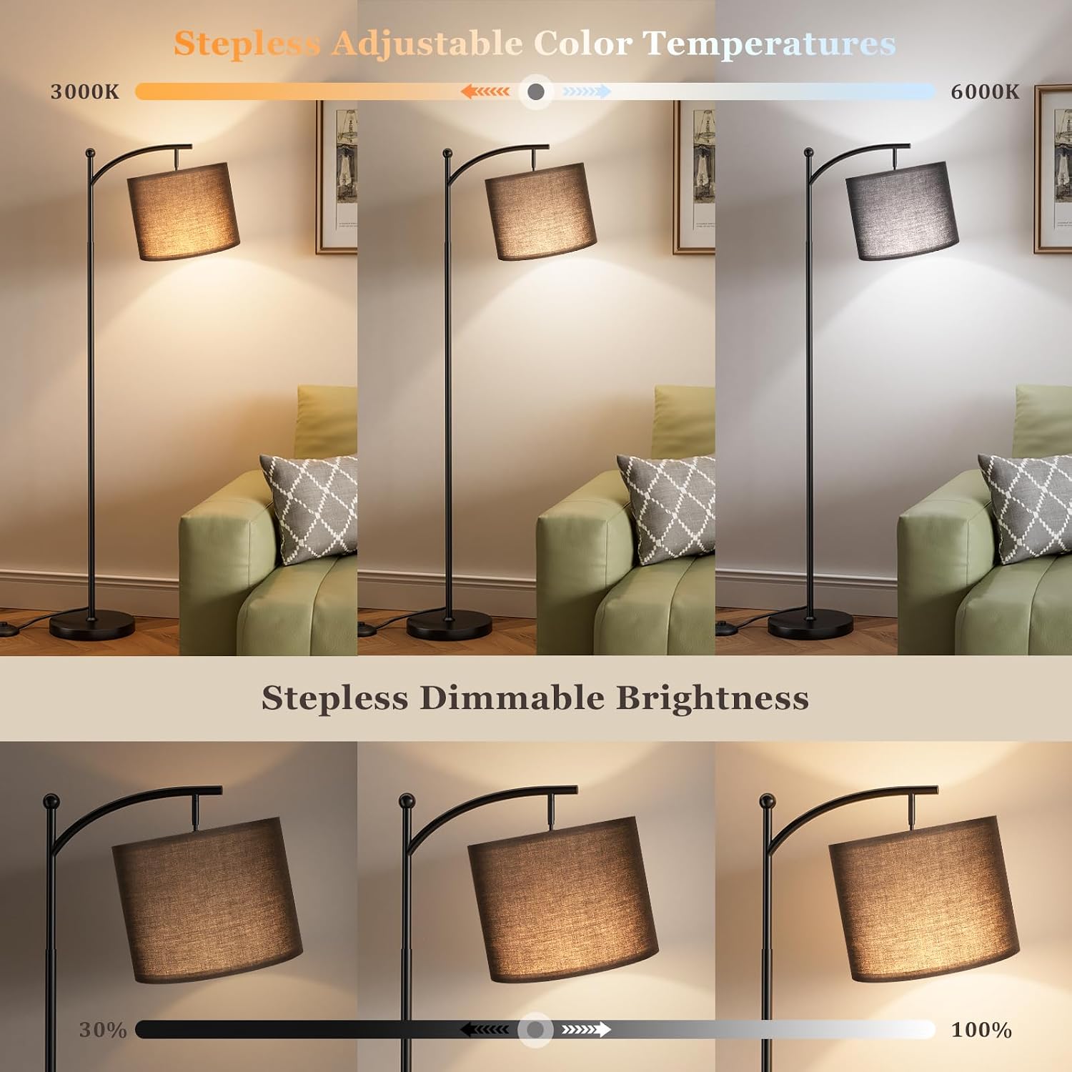Detalle 2 de Aooshine Black arc floor lamp 60 inch