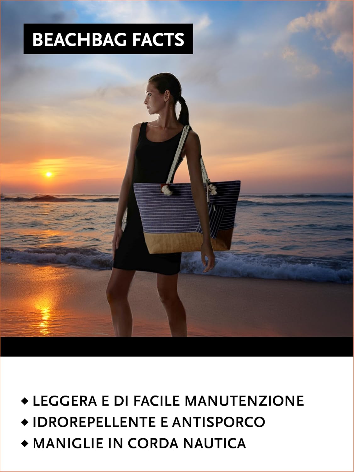 Thumbnail 3 de DonDon Grande borsa da spiaggia idrorepellente 18 cm