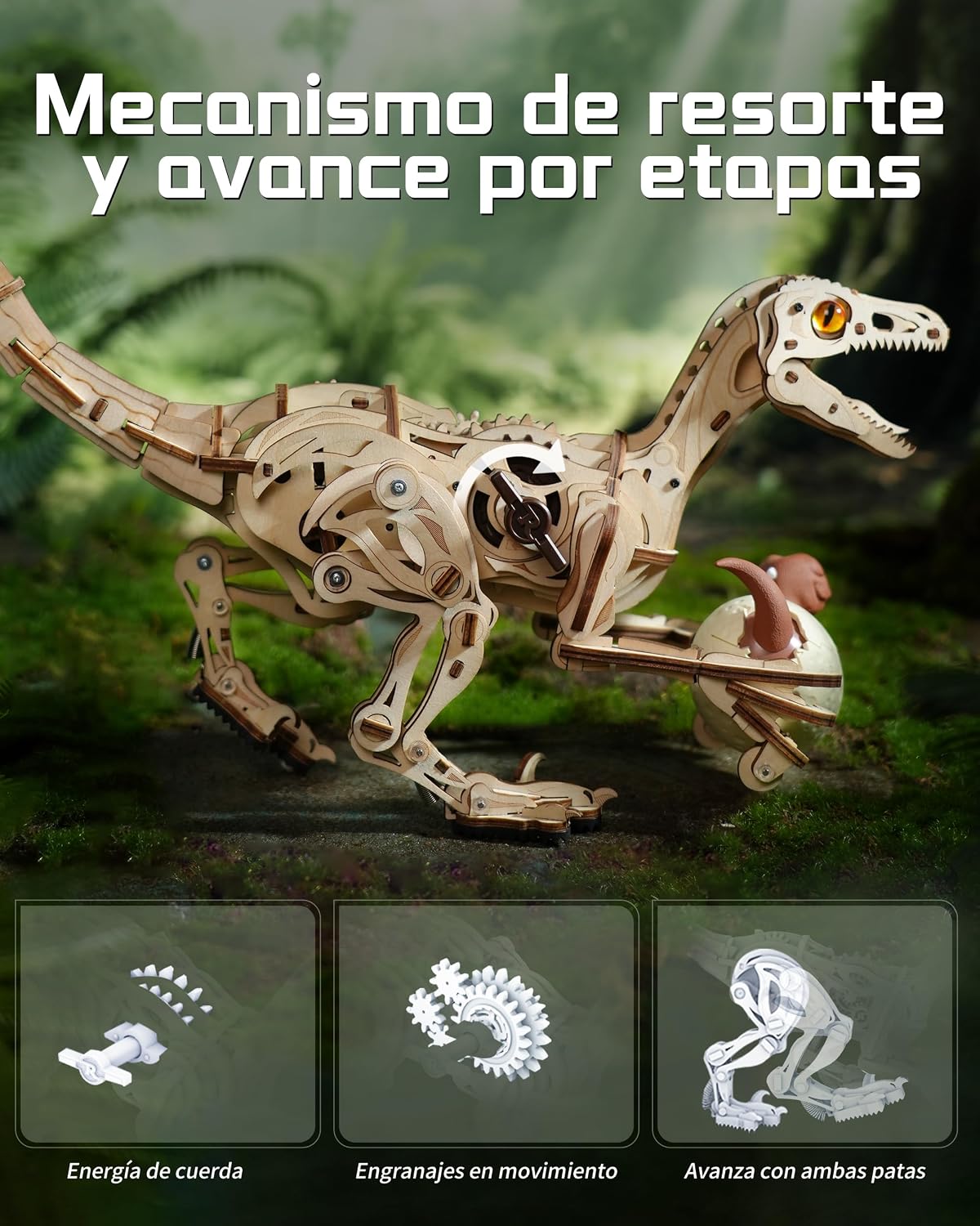 Thumbnail 1 de ROBOTIME LD01 Velociraptor 189 piezas 🦖