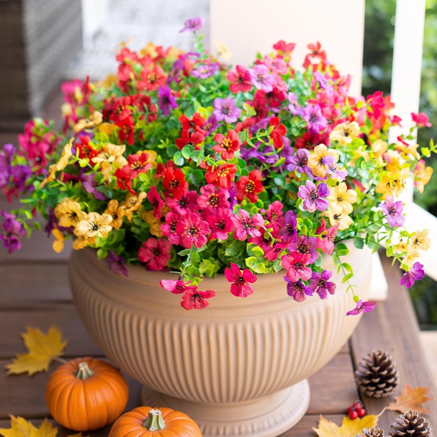 Thumbnail 6 de HyeFlora 12-Pack Daisy Artificial Flowers with Eucalyptus Leaves for Outdoor and Indoor Decor