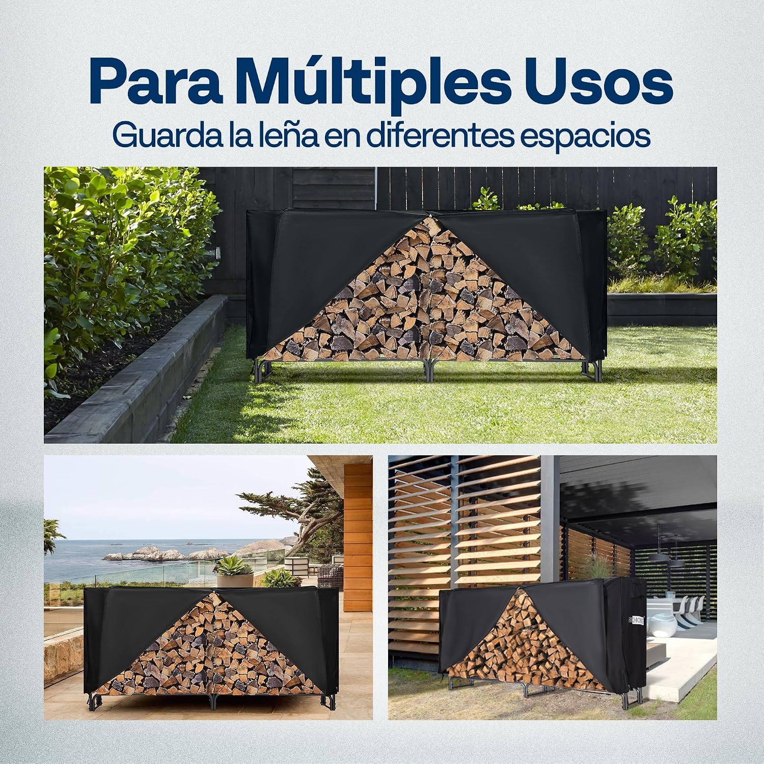 Thumbnail 5 de VIVOHOME Estante metálico para leña 244×35×122 cm