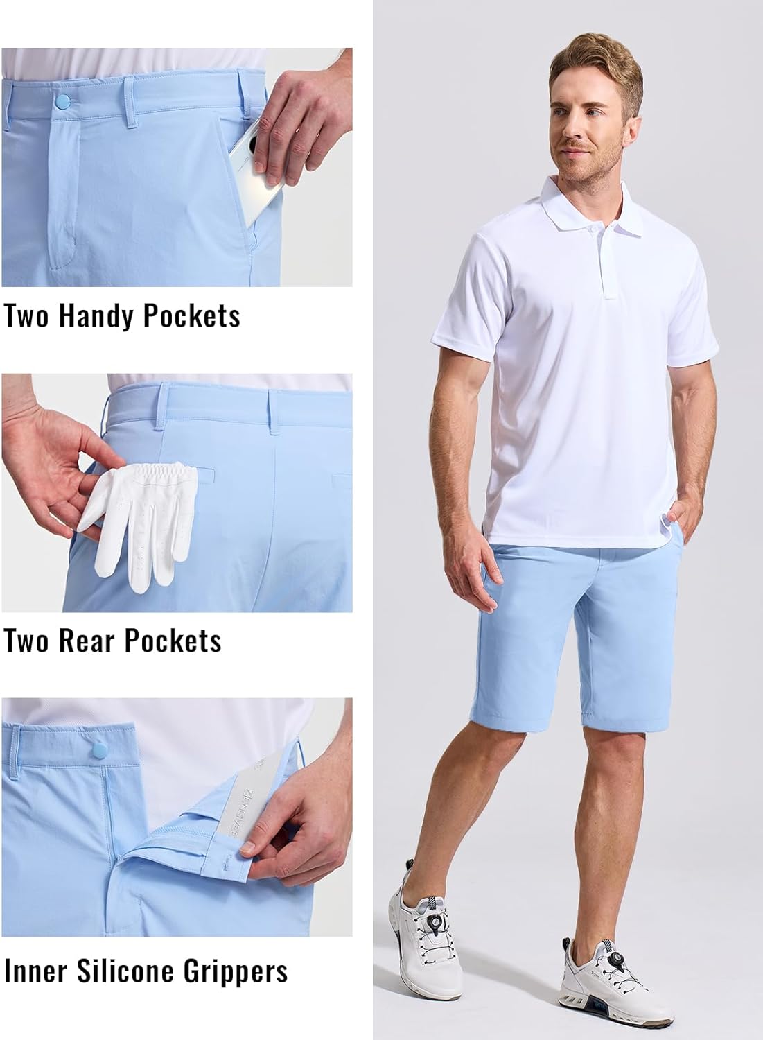 Thumbnail 3 de Gaiatiger Men's Golf Shorts with Grip Waistband — 4-Way Stretch Bermuda