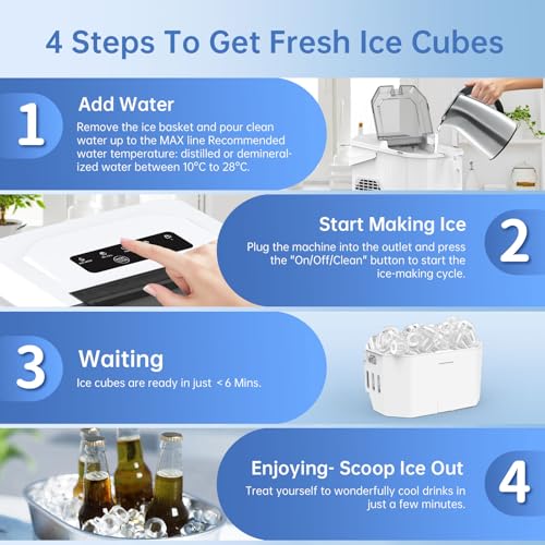 Detalle de WIE Ice Maker Countertop: Self-Cleaning, 12kg/24h Portable Ice Machine