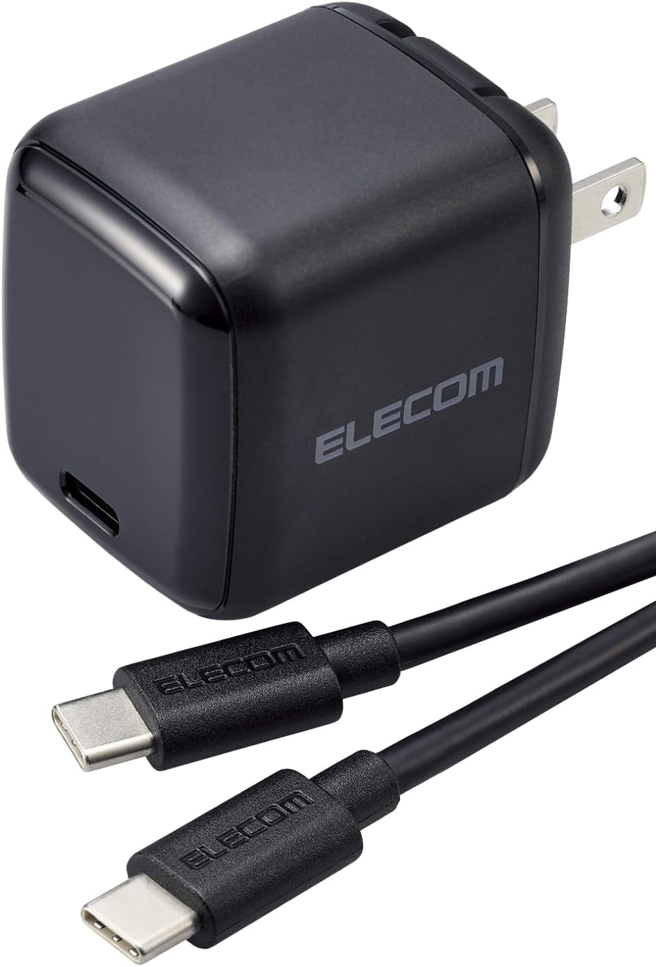 Detalle de エレコム EC-AC8765BK USB-C充電器 65W・PPS対応・GaN II採用、2mケーブル付属