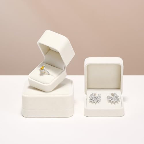 Thumbnail 6 de Oirlv Blanc Velours Boite à Bijoux – Coffret bague élégant 6x5x4 cm