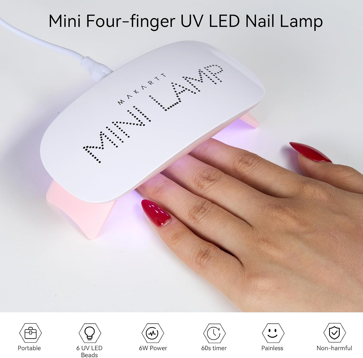 Thumbnail 1 de MAKARTT Mini UV Nagellampe für Gelnägel mit 60-Sekunden-Timer (USB, 365 + 405 nm)