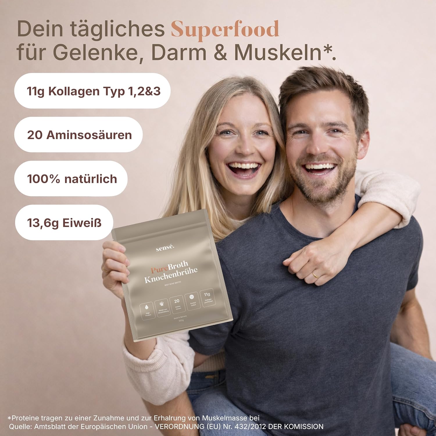 Thumbnail 3 de sensé Knochenbrühe Pulver vom Weiderind – Bioaktiv, 350 g, Kollagen Typ 1, 2 & 3