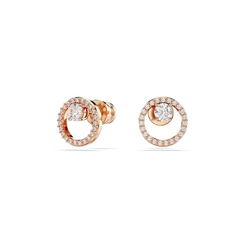 Detalle 2 de Swarovski Pendientes de botón Constella, redondos blanco, baño oro rosa