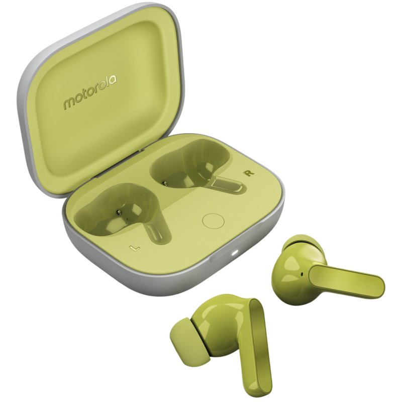 Detalle 2 de Moto Buds Green Banana: Auriculares Inalámbricos de Motorola con ANC y estuche verde