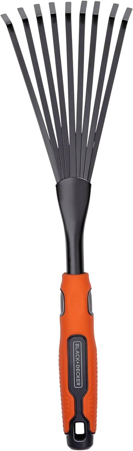 Black+Decker Philips Rastrello manuale 38,8 cm con manico ergonomico – plastica nera e arancione