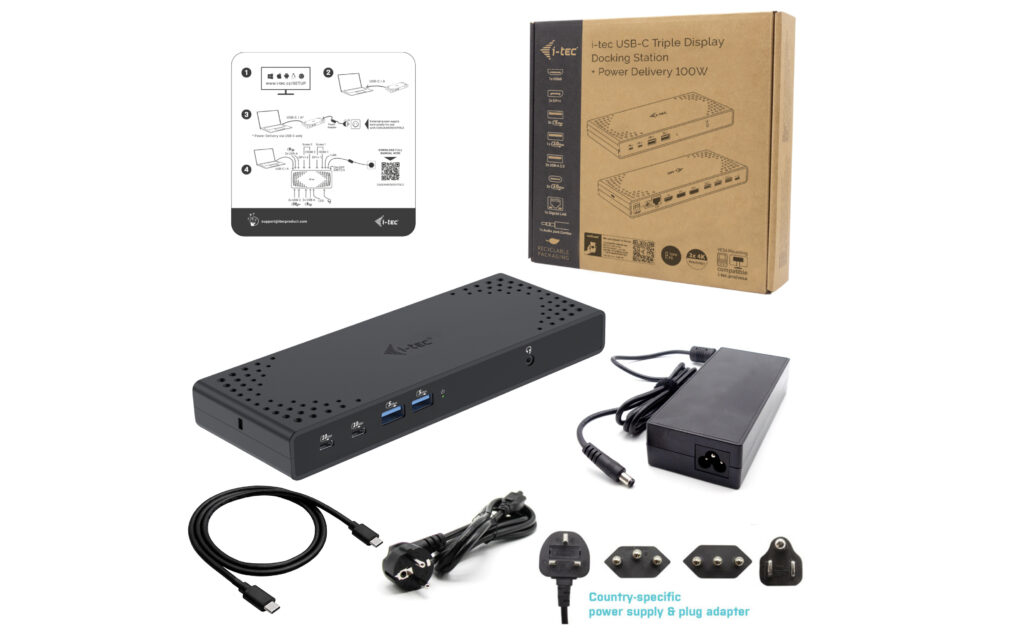 Detalle 2 de Estación de acoplamiento i-tec USB-C Triple Display Gen 2 100W – 3x4K, 7 USB y Ethernet