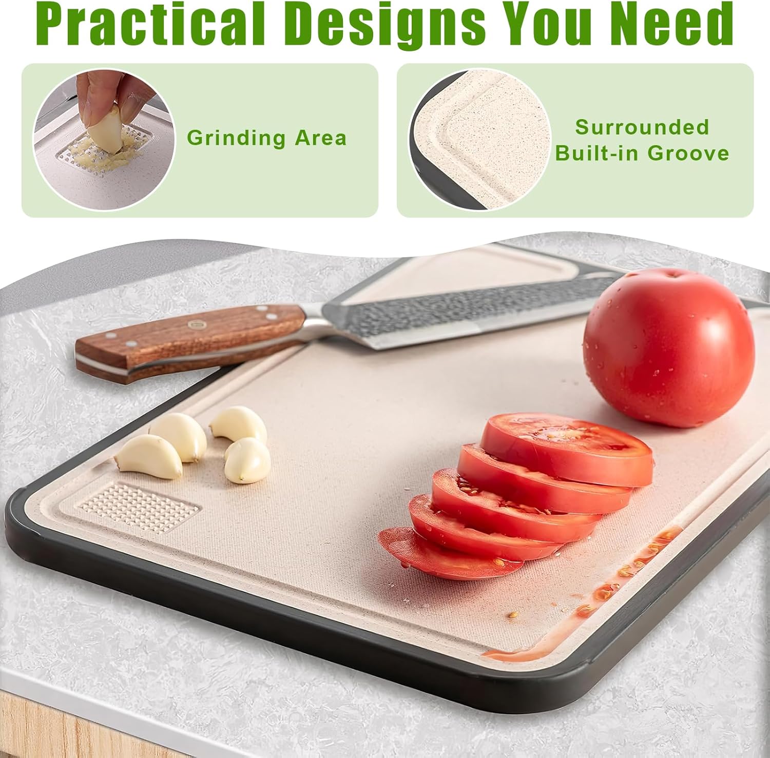Detalle 2 de Double-Sided 304 Stainless Steel Chopping Board 39×27cm