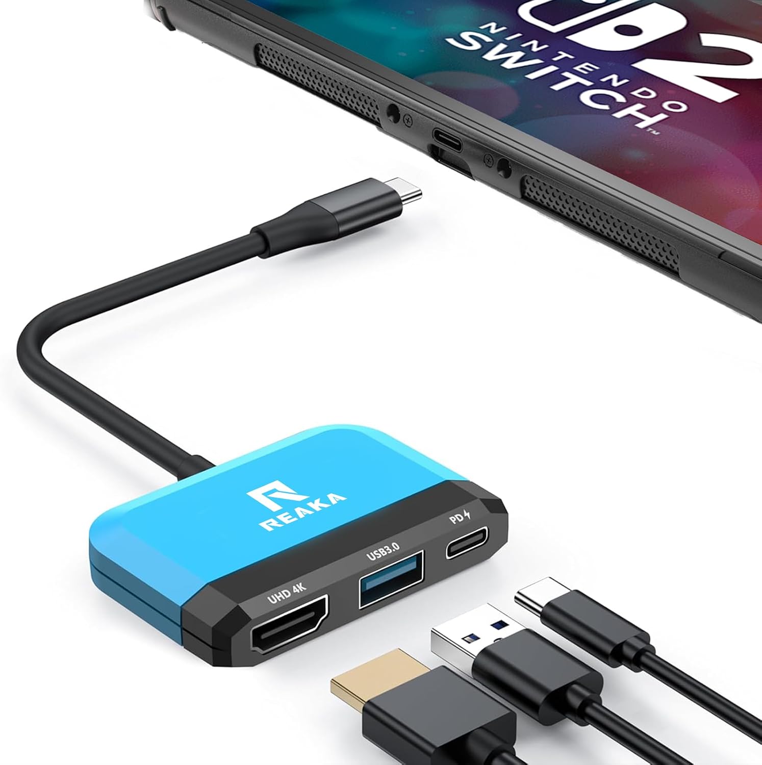 Thumbnail 5 de RREAKA Switch 2 Dock Replacement for Nintendo Switch: Portable 4K HDMI Dock with USB 3.0 and PD 100W
