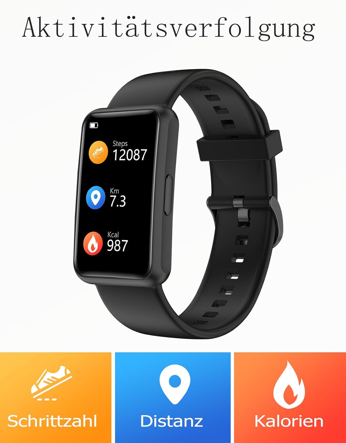Detalle de HUAKUA Schrittzähler Uhr (1,47" Touch) ohne App & Smartphone – Fitness Tracker mit Schlafmonitor, Timer und IP68